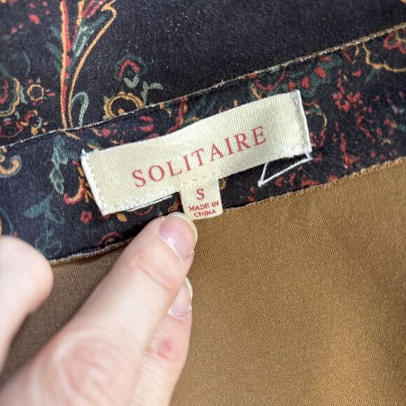 Anthropologie Solitaire Paisley Belted Trench Coat Suede Feel Women's Small - Picture 4 of 5